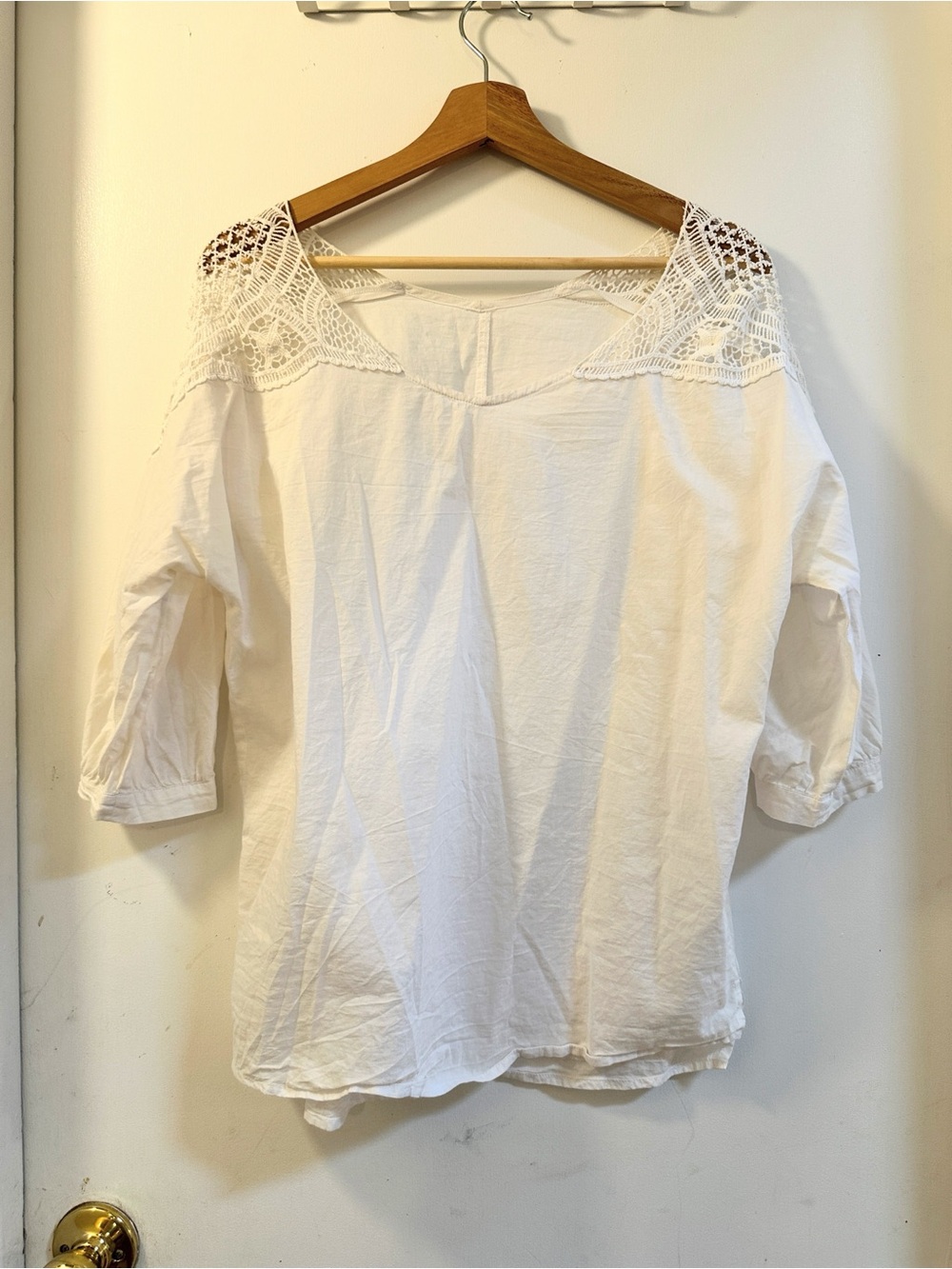 Women's White Crochet Shoulder Blouse